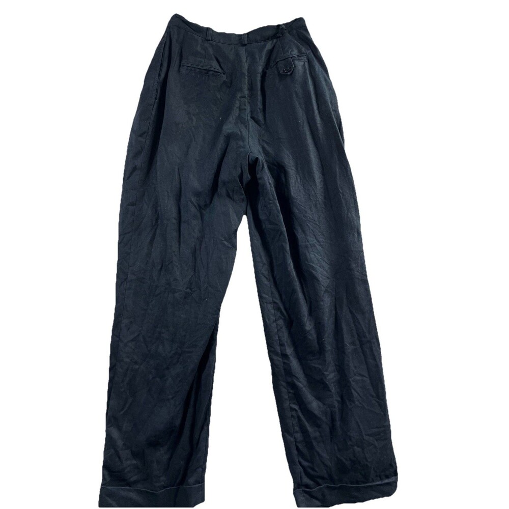 Lauren Ralph Lauren Petite Linen Pants Size 8P Black Pleated Preppy Work - Picture 5 of 11